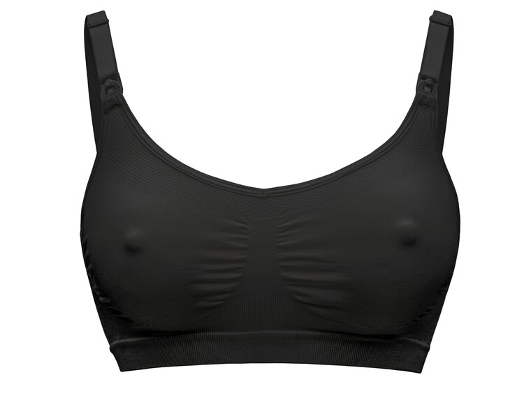 Keep Cool™ Bra The Medela Keep Cool™ Bra in black, front view.