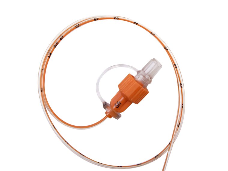 ENFit PVC Tubing Full shot of ENFit 5 French PVC feeding tube.