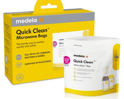 Medela Quick Clean™ micro-steam™ bags are reusable. Each bag can be used up to 20 times.