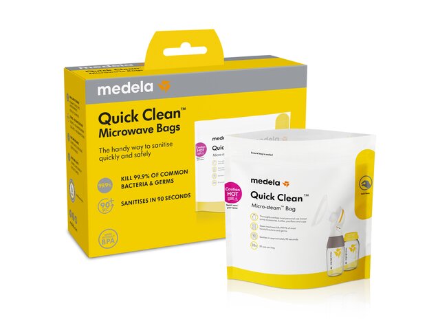 Medela Quick Clean™ micro-steam™ bags are reusable. Each bag can be used up to 20 times.