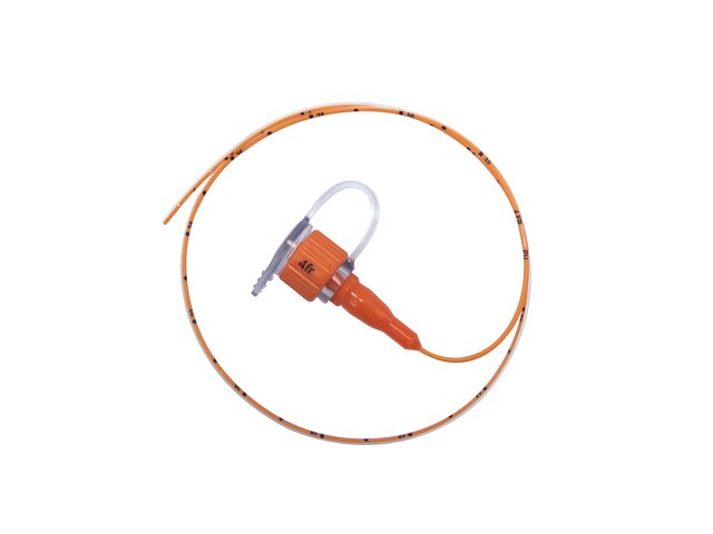 Full image of ENFit 4 French polyurethane feeding tube.