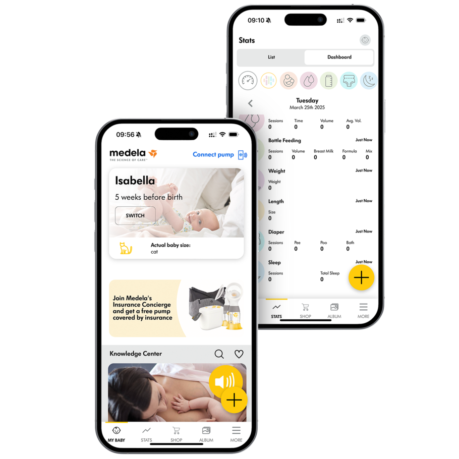 Medela Family App A screenshot from the Medela Family App, My Baby screen.