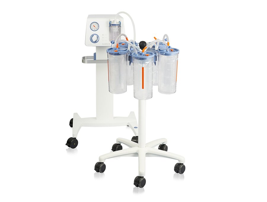 Dominant Flex surgical suction pump Medela Dominant Flex and Trolley holding multiple canisters